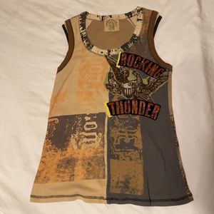 Multi color brown and beige tank top.